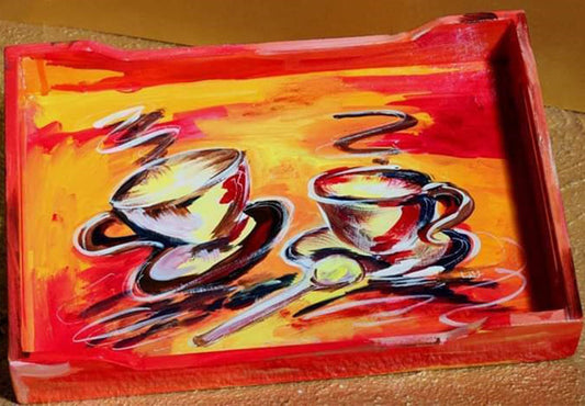 Hand-Painted Dual-Coloured Serving Tray