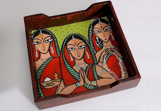 Hand-Painted Square in Shape Serving Tray