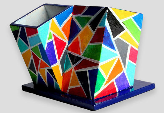 Hand-Painted Multi-Coloured Pen Stand