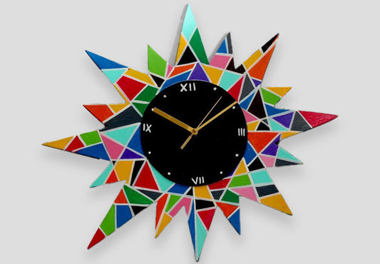 Multi-coloured Asymmetrical Wall Clock For Your Decor